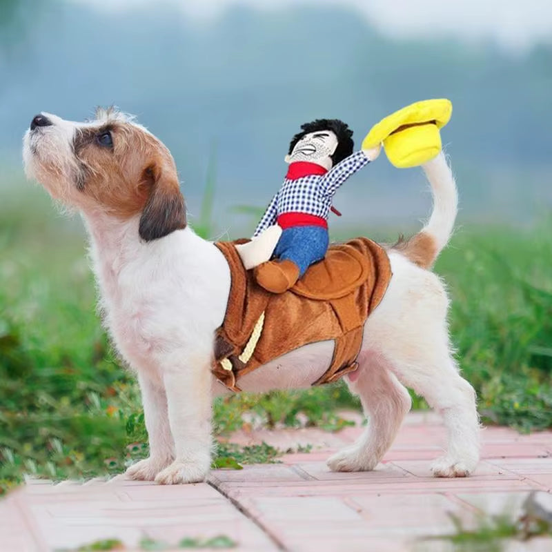 Dog Horse Saddle Costume Cowboy Pet Costume for Funny Halloween Creative Dog Cat Costume Clothes Fits Puppy Medium Dog Kitten