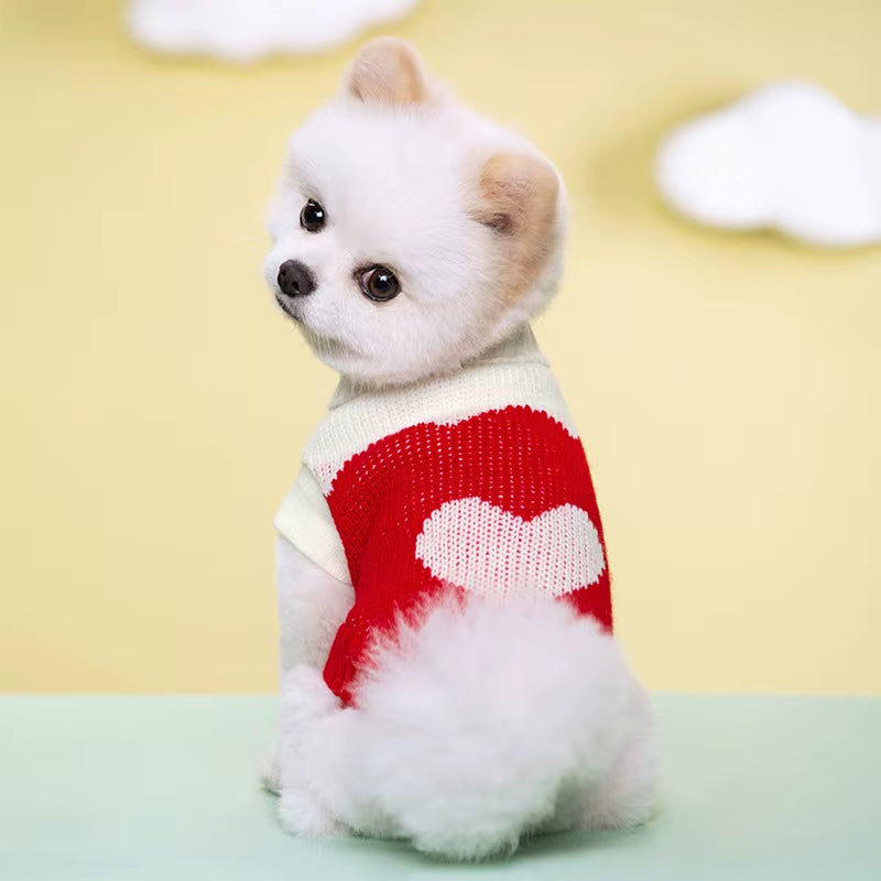 Cute Pet Warm Autumn and Winter Striped Sweater with Elastic Two Legged Collar Knitted Woolen Clothes for Dogs and Cats