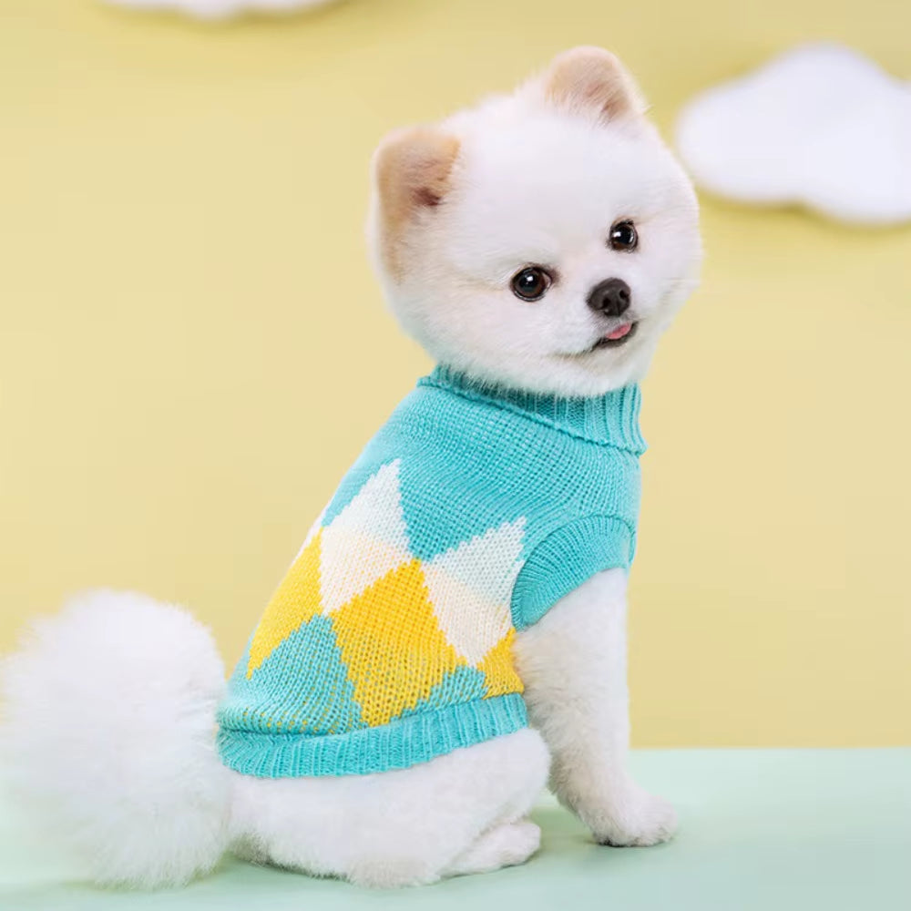 Cute Pet Warm Autumn and Winter Striped Sweater with Elastic Two Legged Collar Knitted Woolen Clothes for Dogs and Cats