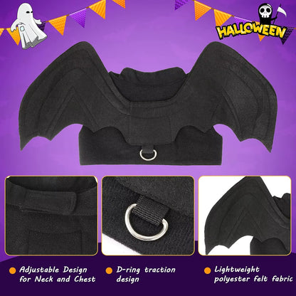 TONG Cat Halloween Costume Bell Halloween Bat Wings Pet Costumes for Small Dogs Cats Halloween Party Small