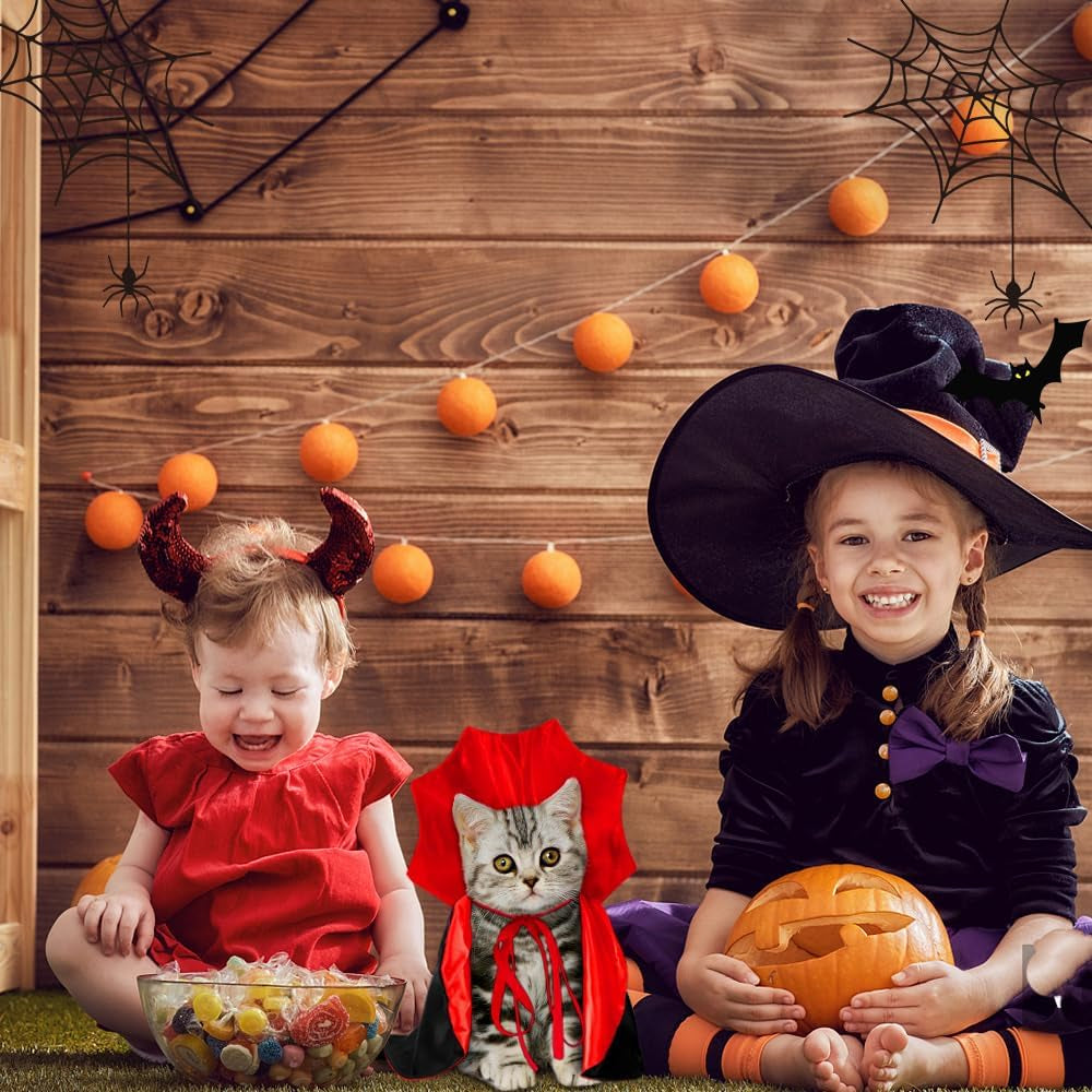 Halloween Pet Cape Costume – Vampire Cloak, Witch & Wizard Cosplay Outfit | Funny Party Apparel for Small & Medium Dogs & Cats